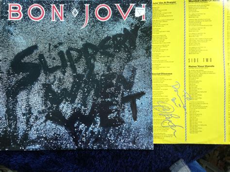 bon jovi slippery when wet lp near mint vinyl autographed