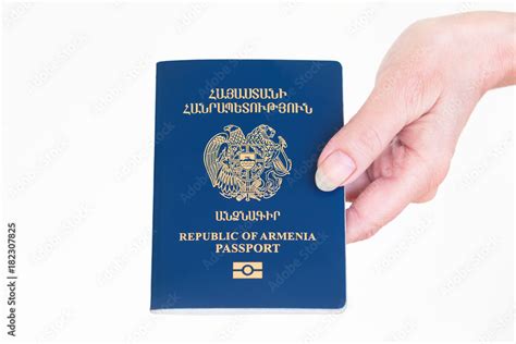 hand holding republic  armenia passport vacation concept armenian travel passport armenian