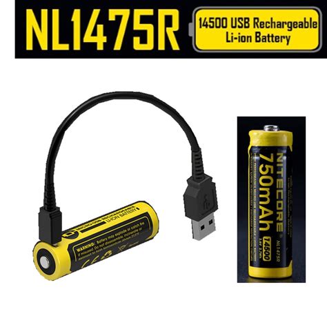 pcs nitecore nlr built  micro usb charge port rechargeable