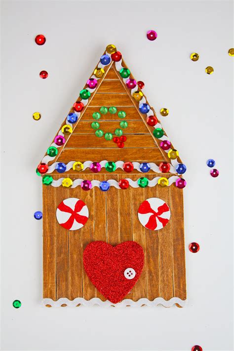 popsicle stick gingerbread house craft  crafting chicks