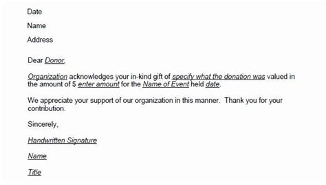 sample nonprofit gift acknowledgement letter beautiful donation