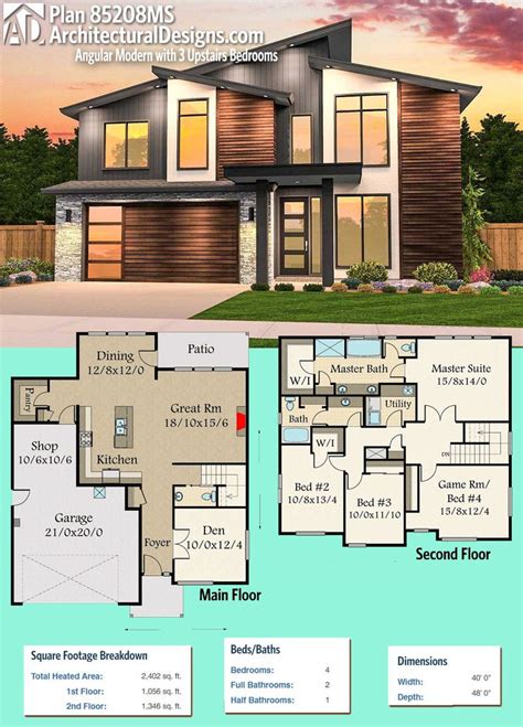 modern house plans architectural designs modern house plan ms    beds