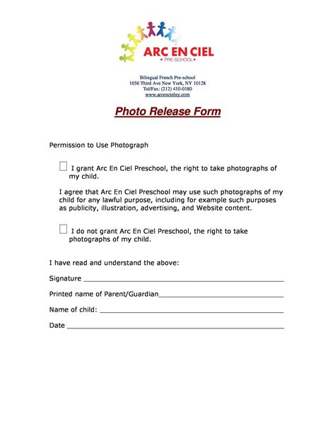 photo release form templates word  template lab