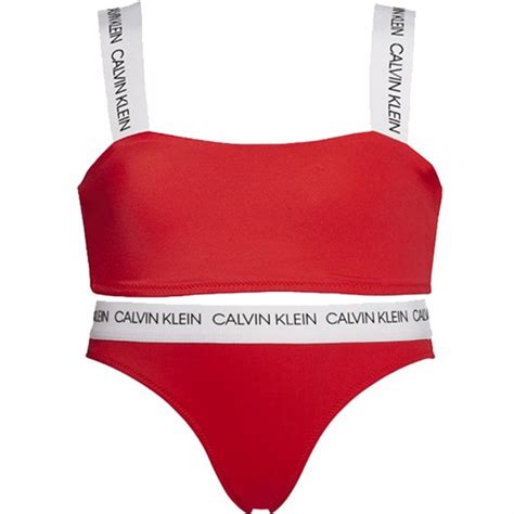 calvin klein girls ck logo swim bandeau bikini set high risk