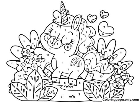 unicorn color  number  coloring pages unicorn color  number