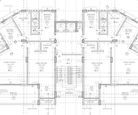 ah residential building working drawing typical floor plan entrance level cad files