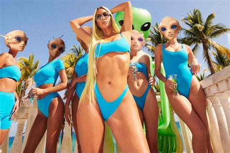kim kardashian models new skims swim line with alien co stars