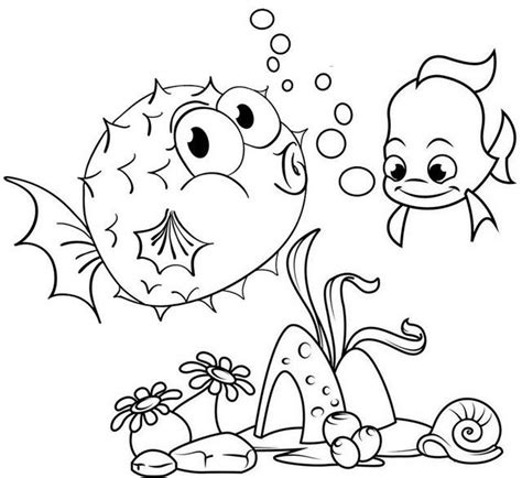 pin  illustration designer  puffer fish coloring pages fish