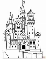 Coloring Castle Neuschwanstein Pages Clipart Disney Drawing Kids Princess Print Printable Cartoon Paper sketch template