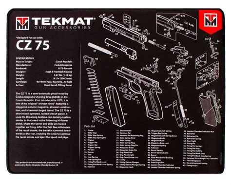 tekmat tekrcz ultra premium cleaning mat cz  parts diagram    larrys pistol pawn