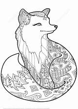 Zentangle Coloring Printable Pages Getcolorings Fox sketch template