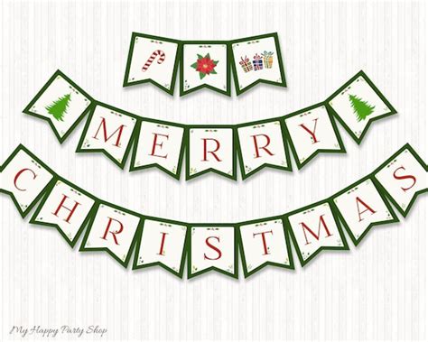 christmas banner printable merry christmas banner holiday etsy