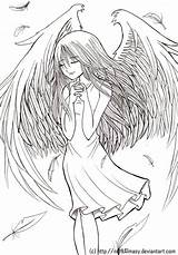 Coloring Pages Anime Angel Fairy Lineart Manga Cute Deviantart Ange Colouring Adult Color Print Et Demon Angels Books Visit Chibi sketch template