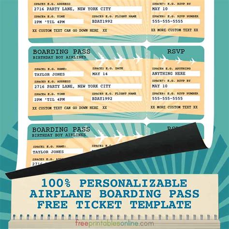 Printable Airline Boarding Pass Template Free Printables