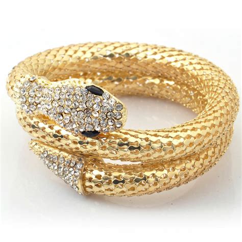 crystal curved golden rhinestone snake upper arm cuff bracelet armlet jewelry ebay