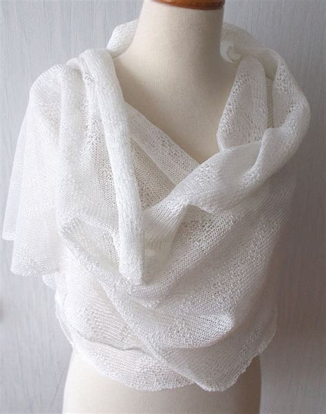 linnen sjaal witte sjaal gebreide natuurlijke zomer bruiloft etsy