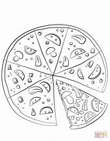 Pizza Coloring Pages Sliced Drawing Printable Paper sketch template