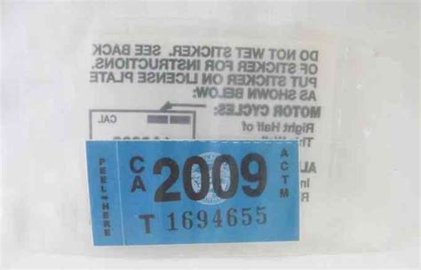 2009 california registration sticker license plate tag