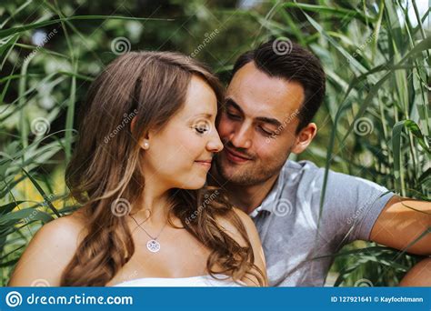 Couple Shares Intimate Moments In The Nature Stock Image