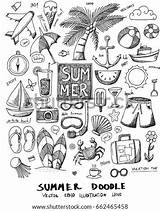 Vector Beach Doodles Doodle Set Line Summer Shutterstock sketch template