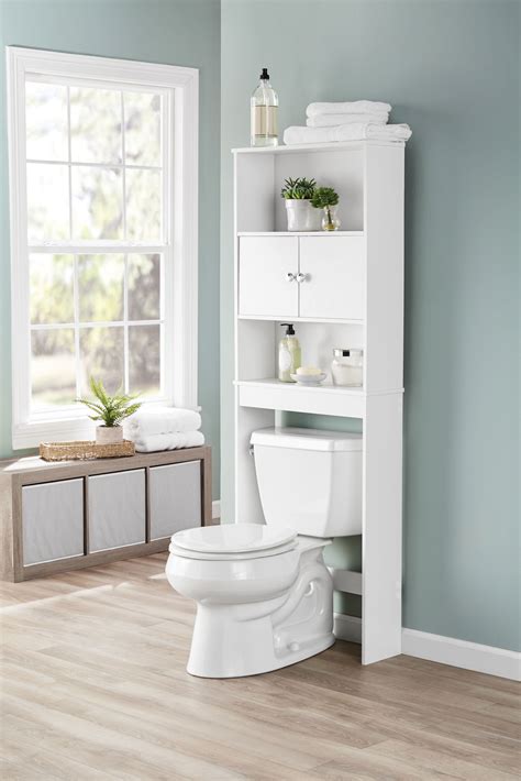 mainstays bathroom storage   toilet space saver   fixed shelves white walmartcom