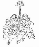 Coloring Pages Spring Maypole May Kids Color Printable Children Dance Beltane Girls Pole Sheets Print Online Books Fun Sheet Playing sketch template