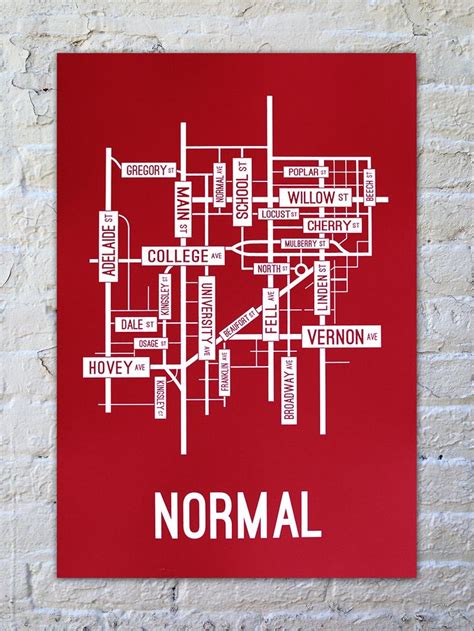 normal illinois street map print street map map print map