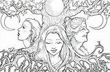 Coloring Goddess Pages Triple Moon Wiccan Mother Deviantart sketch template