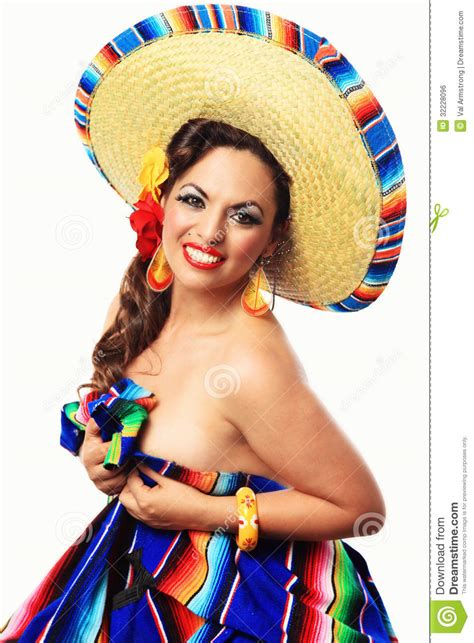 Glimlachend Mexicaans Pin Up Girl Stock Foto Image Of Brunette Vrij