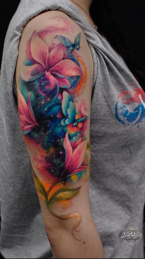 Arm Tattoo Watercolour Flowers And Butterflies Cool Tattoos Tattoos