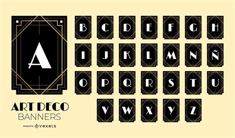 art deco alphabet design set vector