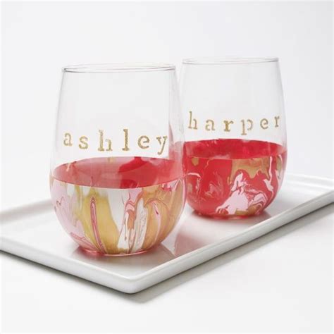 Personalized Marbled Wine Glasses M B 85178