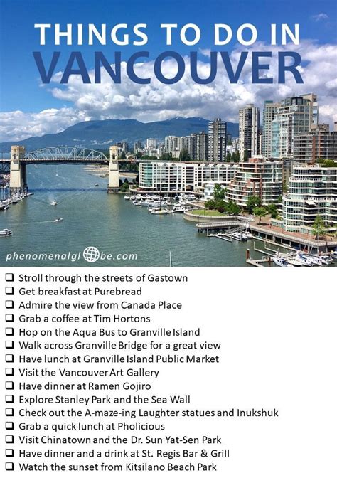 an image of vancouver with the words things to do in vancouver on it s back