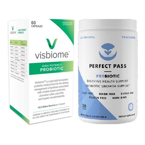 visbiome probiotic 60 capsules and perfect pass prebiotic 210g powder