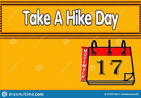 17 november take a hike day text effect on yellow background stock