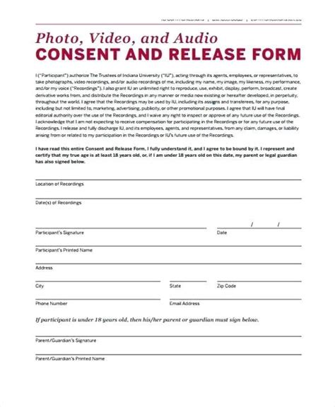 Video Release Consent Form Template Picture Photo Uk Consent Forms