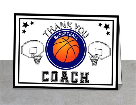 basketball coach greeting card printable etsy