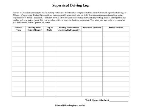 dmv ca driving permit hour log sheet supervised driving log