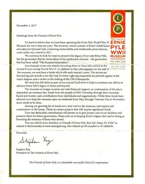 presidents letter ernie pyle world war ii museum