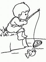 Coloring Fishing Pages Man Fisherman Boy Popular sketch template