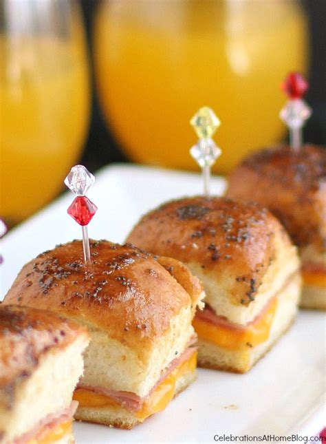 mini party sandwiches with brown sugar glaze