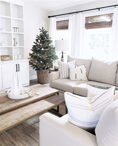 tan couch living room image  brittany peters  christmas neutral