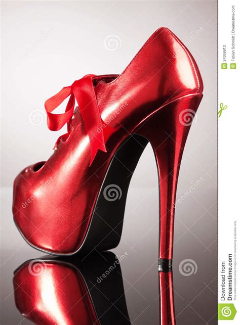 Red Shoe On Grey Background Stock Image Image Of High