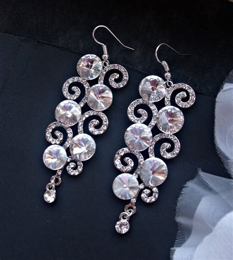 crystal bridal earrings wedding rhinestone earrings