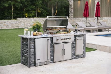 ft outdoor kitchen kit  stacked stone gray   outdoor kitchen kits outdoor kitchen