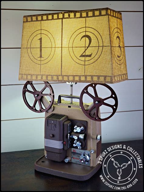 Vintage 8mm Projector Lamp With Custom Shade Lamp Steampunk Lighting