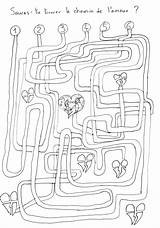 Labyrinths Coloring Kids Pages Color Print Path Few Details Children Hearts Theme Justcolor Ant sketch template