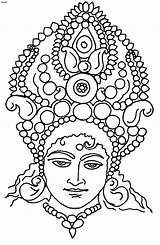 Durga Coloring Pages Maa Goddess Sketch Colouring Hindu Face Printable Navratri Drawing Clipart Hinduism Para Gods Devi God Line Cliparts sketch template