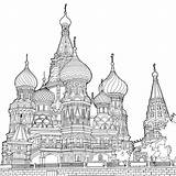 Moscow Russia Moskou Colorear Kleurplaat Gebouwen Kathedraal Sint Curbed Steden Kleurplaten Shines Boredpanda Beroemde Designlooter sketch template