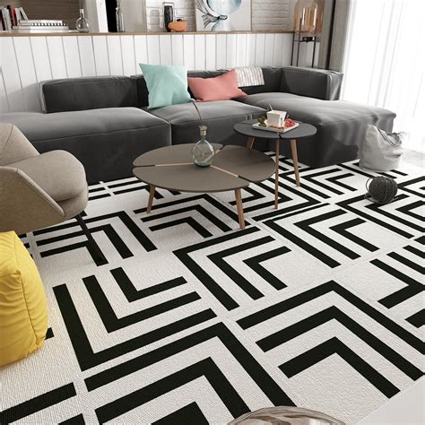 artyzio modular modern geometric carpet squares peel  stick rug
